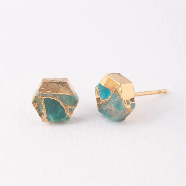 Turquoise Hexagon Earrings