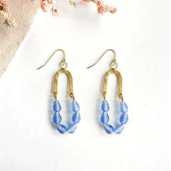 Pastel Blue & Brass Earrings