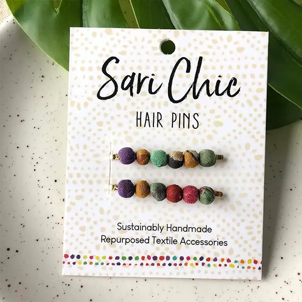 Thin Sari Bead Hair Clips (Set of 2)