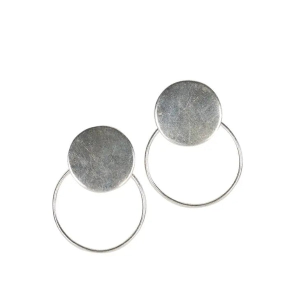 Circle Loop Silver Stud Earrings