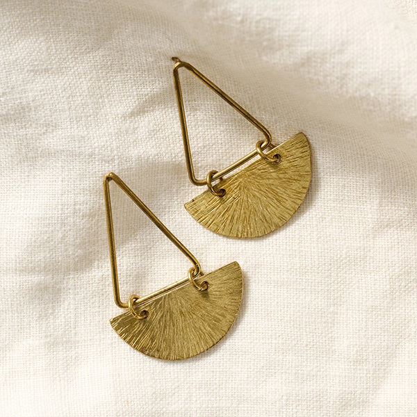 Brass Fan Stud Earrings
