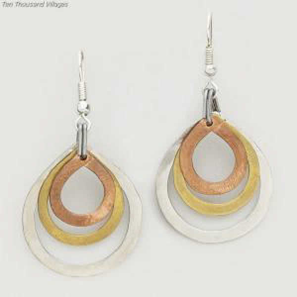 Tri-tone Raindrop Earrings