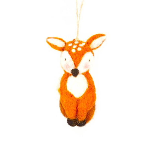 Orange Deer Felt Ornament
