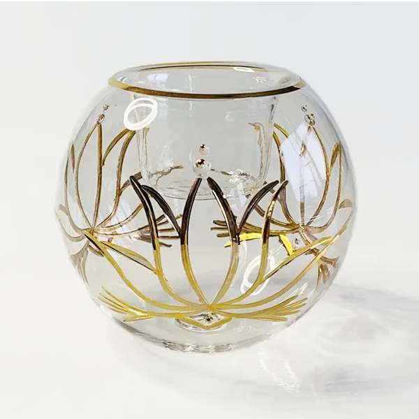 Clear Glass Lotus Candleholder