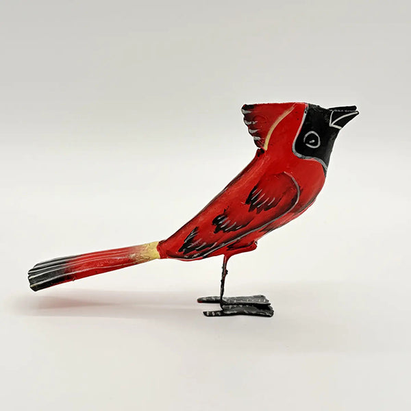 Posing Cardinal Cut Metal Sculpture