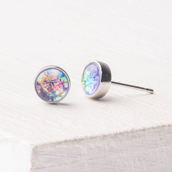 White Gold Lavender Studs