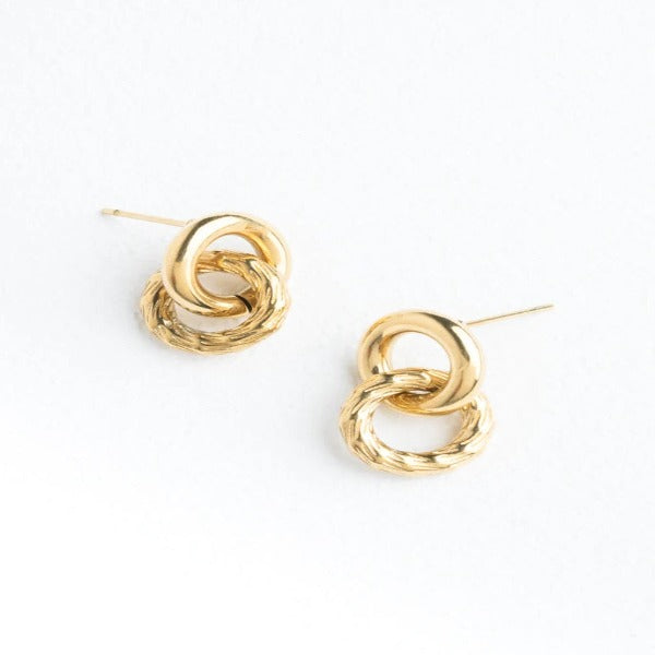 Linked Rings Gold Earrings