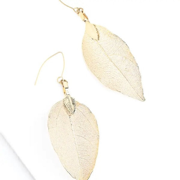 Filigree Gold Leaf Earrings