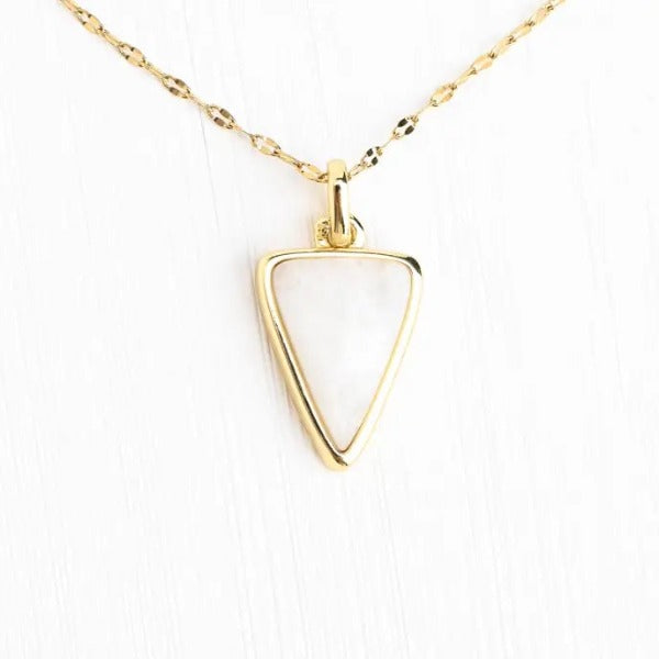 Moonstone Triangle Gold Necklace