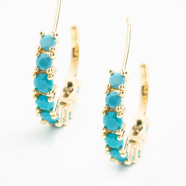 Aquamarine Hoop Gold Earrings