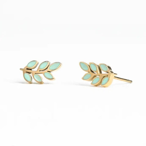 Sparkling Leaf Gold Studs