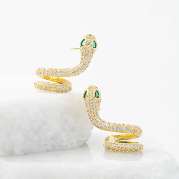Sparkling Serpent Gold Earrings