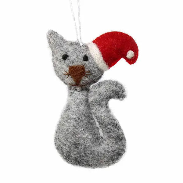 Santa Cat Felt Ornament