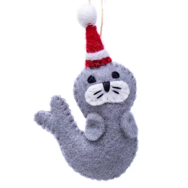 Santa Seal Felt Ornament