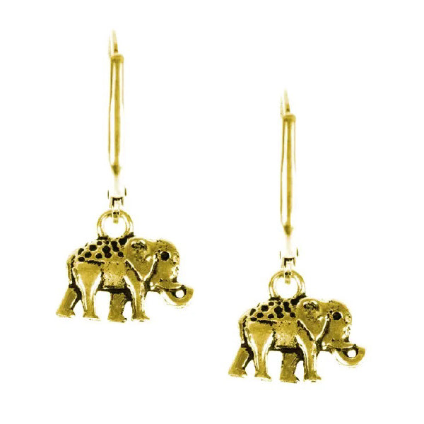 Tiny Brass Elephant Earrings