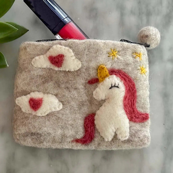 Felt Unicorn Coin Purse