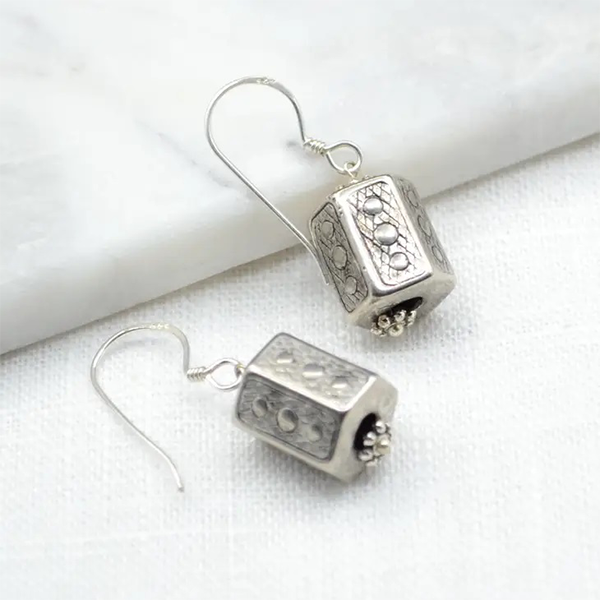Tibetan Prayer Wheel Earrings