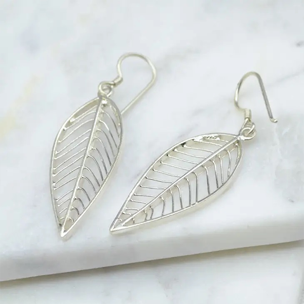 Sterling Silver Leaf Earrings