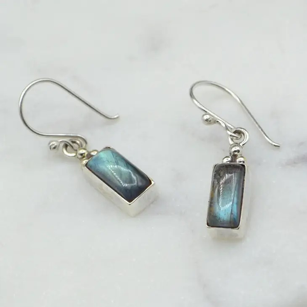 Labradorite Rectangle Earrings