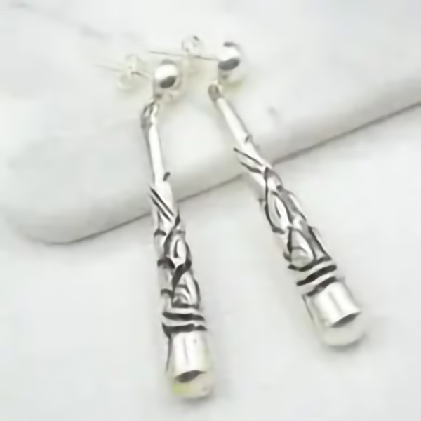 Etched Drop Sterling Silver Earrings