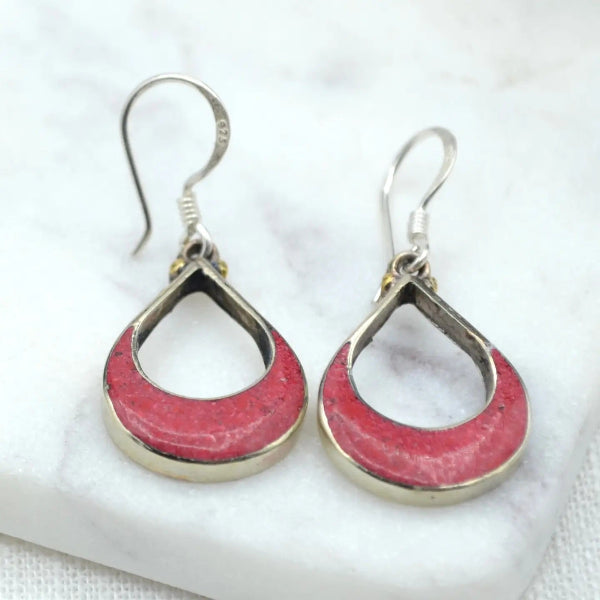 Coral Crescent Earrings