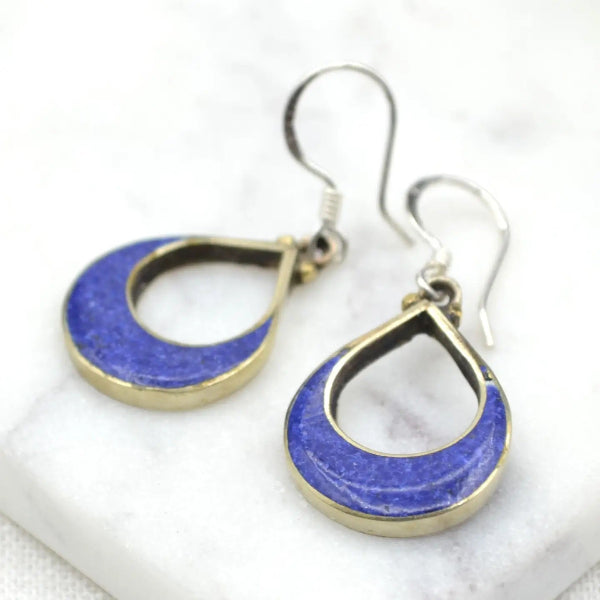 Lapis Crescent Earrings