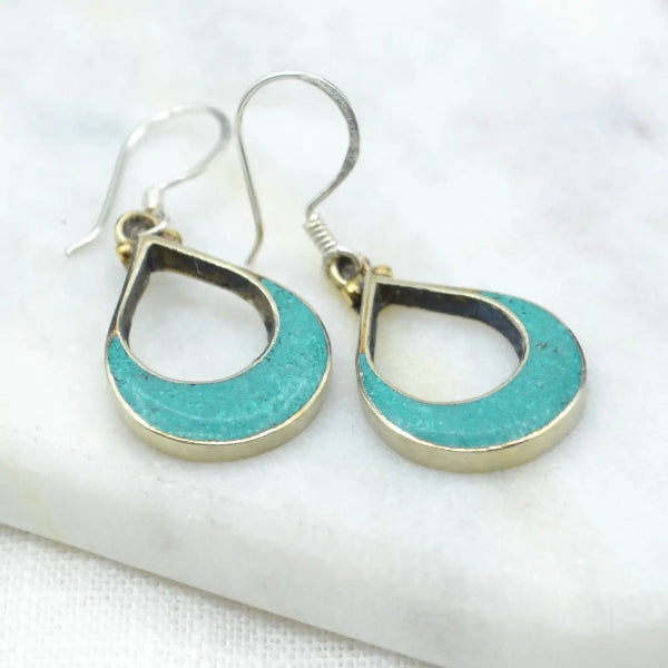 Turquoise Crescent Earrings