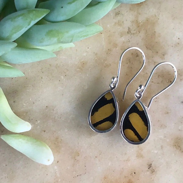 Monarch Butterfly Wing Sterling Earrings