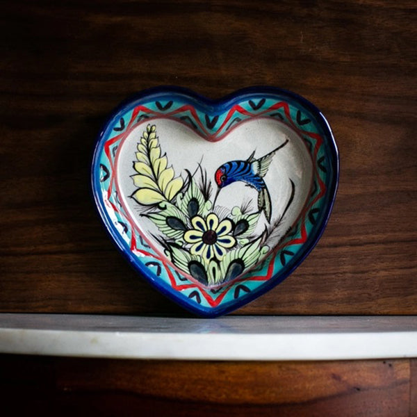 Ceramic Heart Shaped Bird Dish