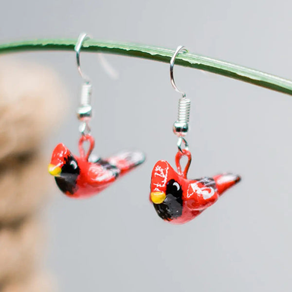 Ceramic Cardinal Earrings