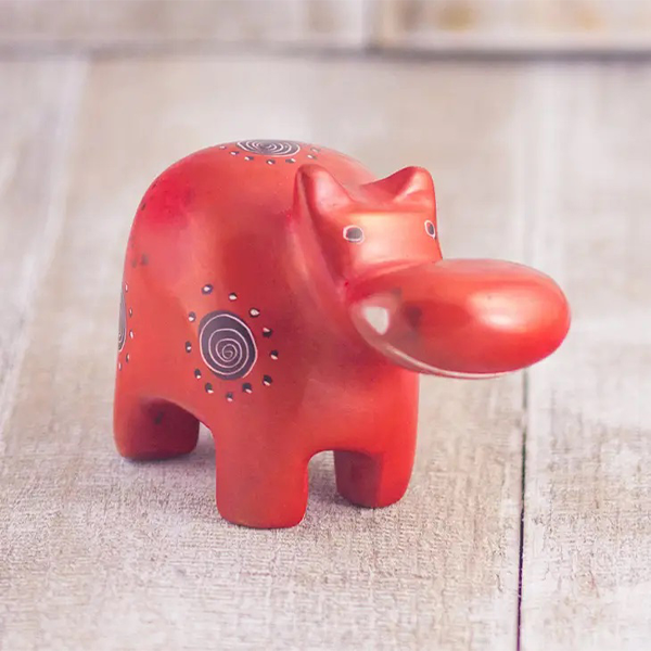 Red Hippo Statue