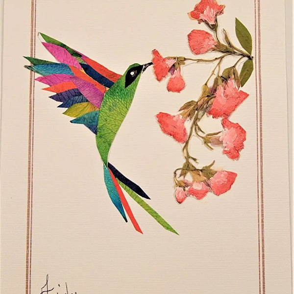 Hand-crafted Hummingbird Card