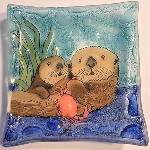 Sea Otter Fused Glass Dish