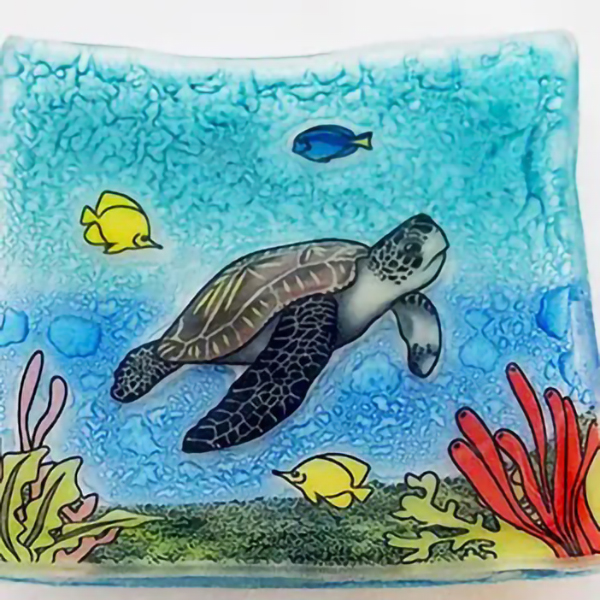 Sea Turtle Fused Glass Dish