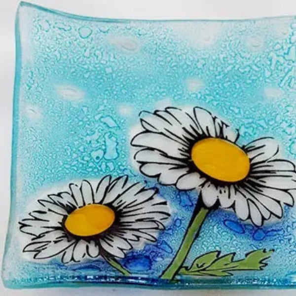 Daisies Fused Glass Dish