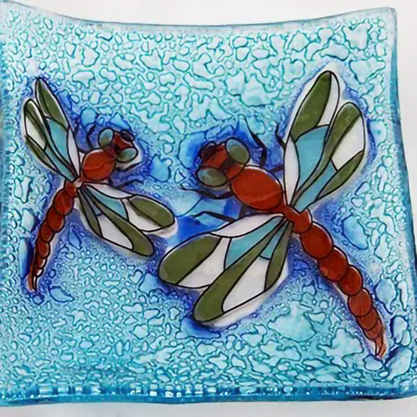 Dragonfly Fused Glass Dish