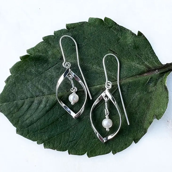 Leaf Pearl Drop Earrings