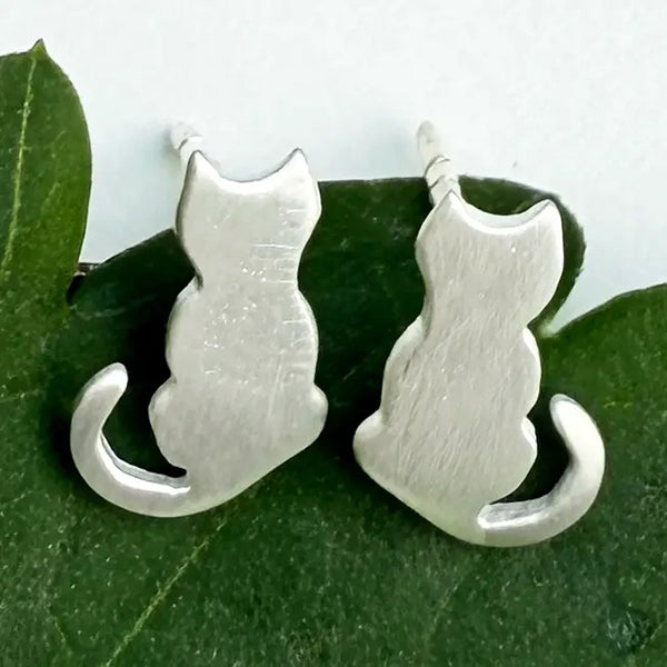 Sterling Silver Cat Earrings