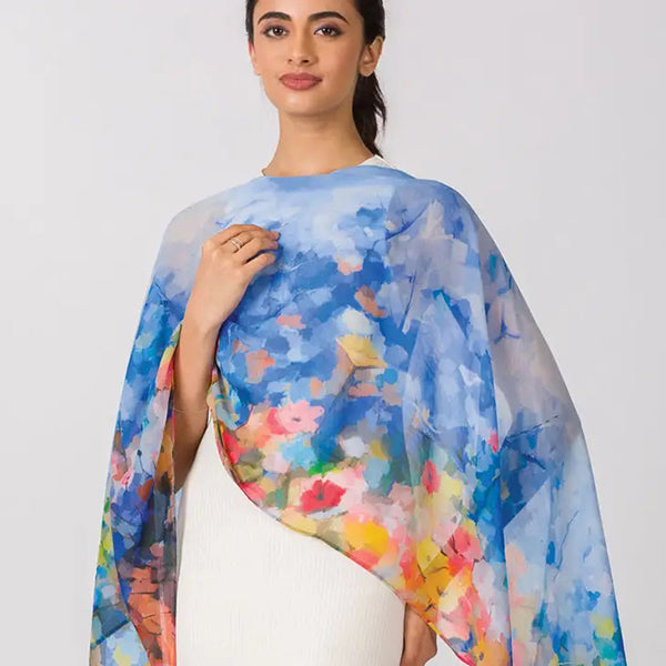 Cupro Fabric Floral Scarf