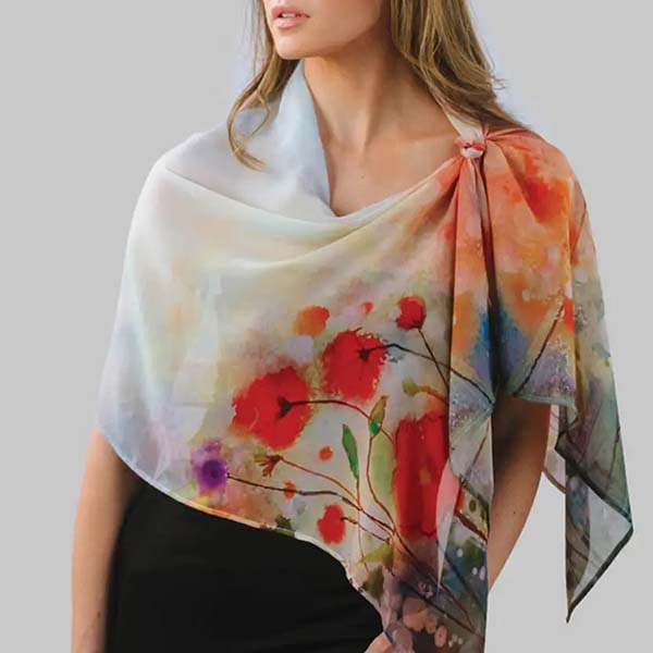 Cupro Fabric Poppy Scarf