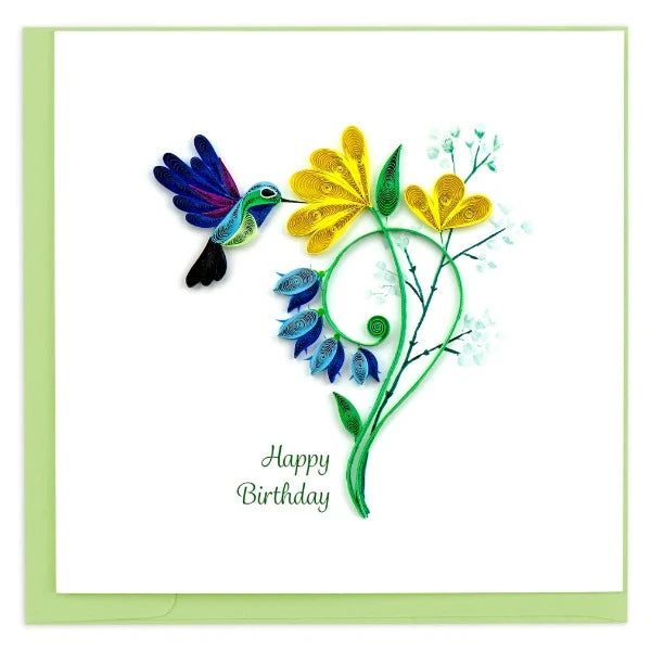 Quilled Card:  Happy Birthday Hummingbird