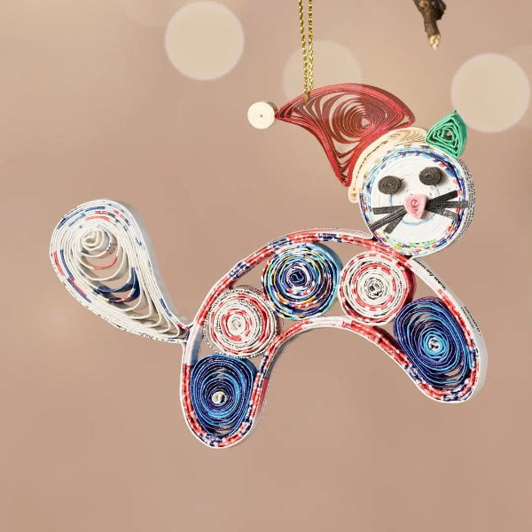 Quilled Santa Cat Ornament