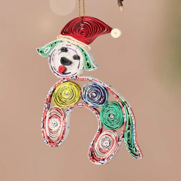 Quilled Santa Puppy Ornament