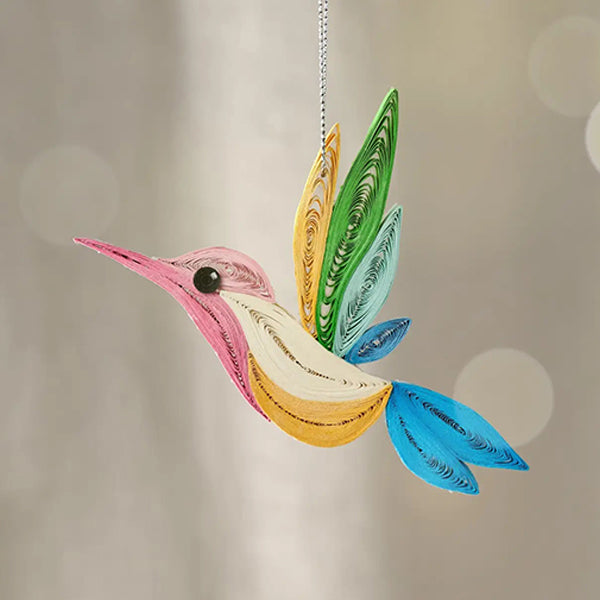Bright Quilled Hummingbird Ornament