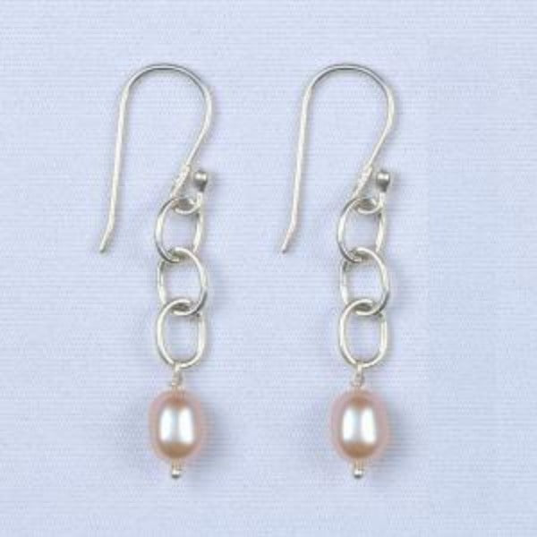 Pink Pearl Silver Earrings