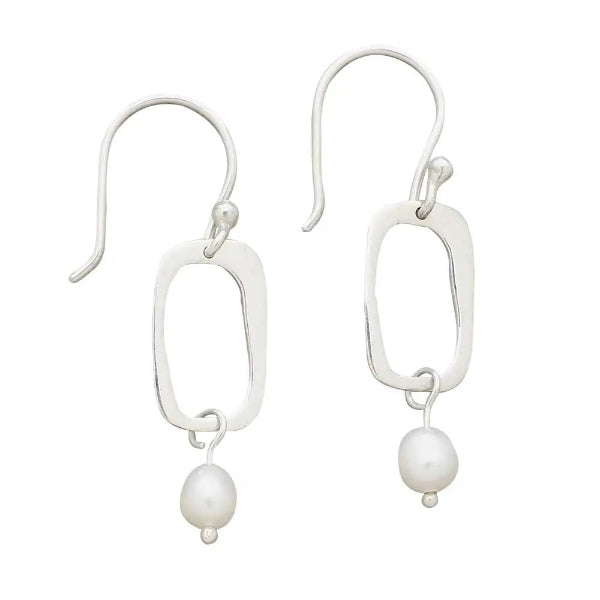 Rectangular Pearl Drop Earrings