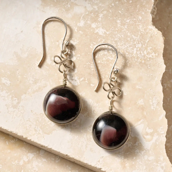 Dark Purple Glass Earrings