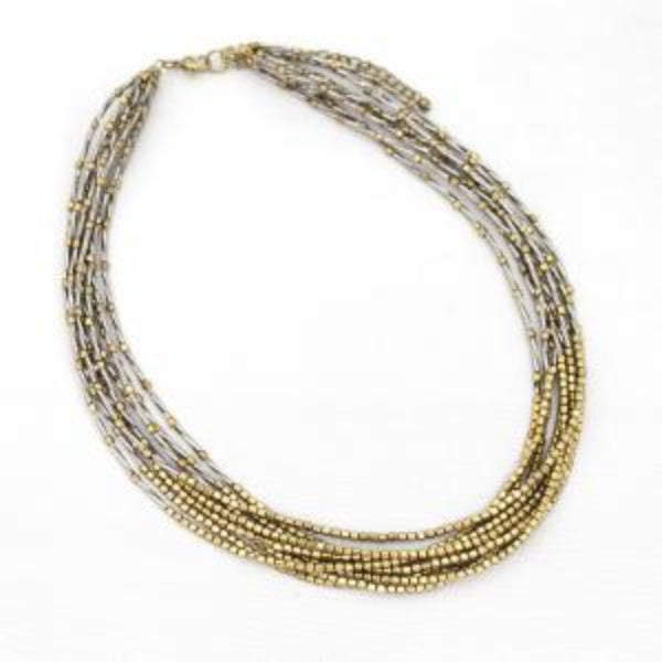 Brass and Shiny Silver Necklace