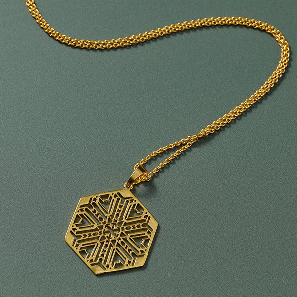 Brass Hexagon Pendant Necklace