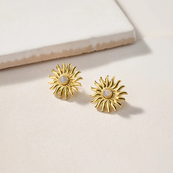Moonstone Sun Earrings